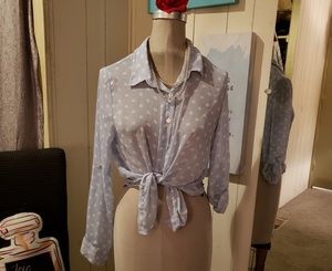 Polka dot button down blouse